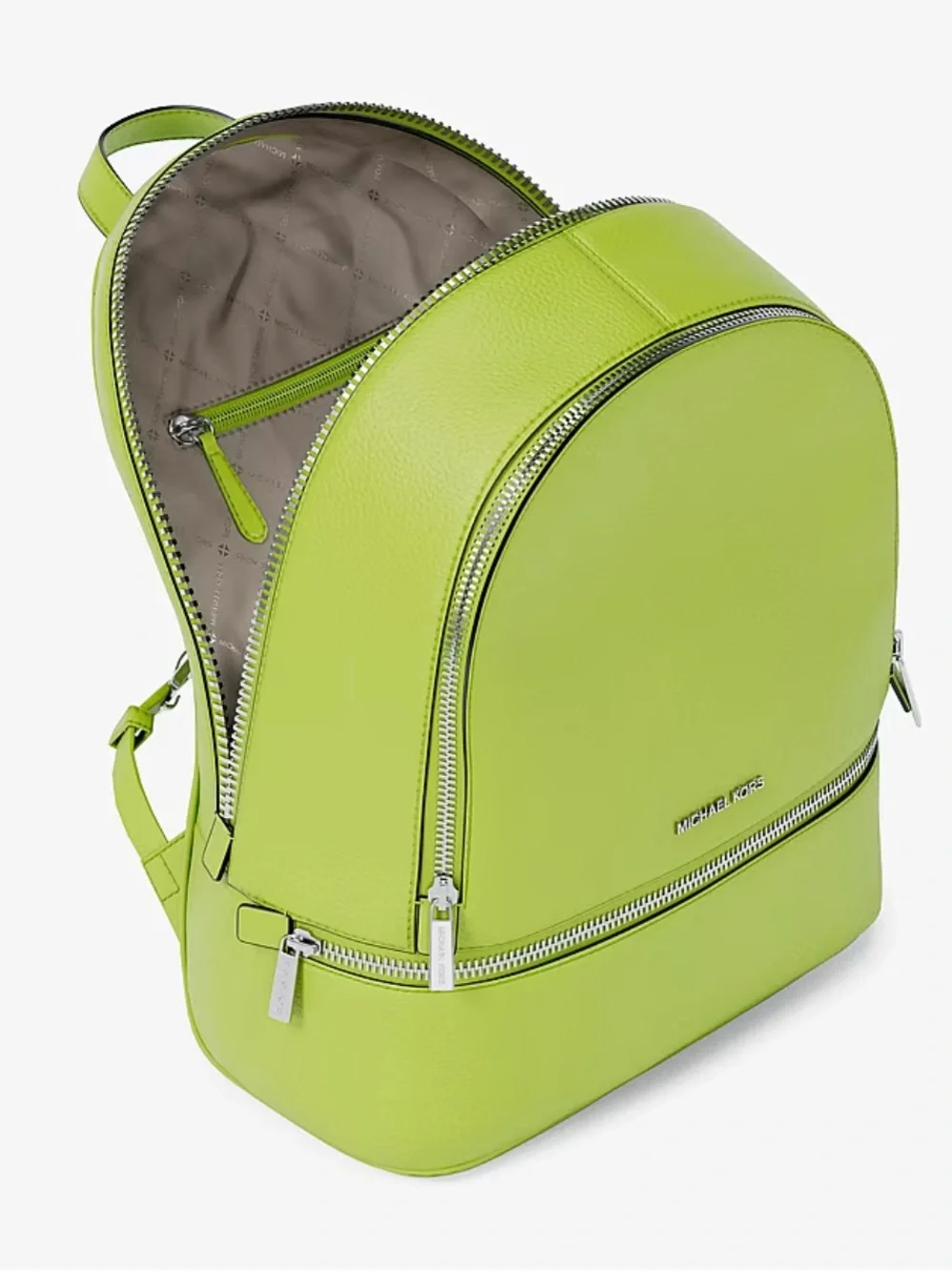 Michael Kors Rhea medium backpack leather Backpack Lime NWT